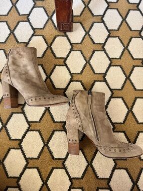 Chloe Perry Taupe Suede Ankle Boots